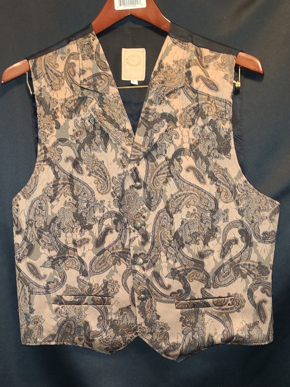 Wah Maker Frontier Clothing Western Button Front Vest Waistcoat Mens Large